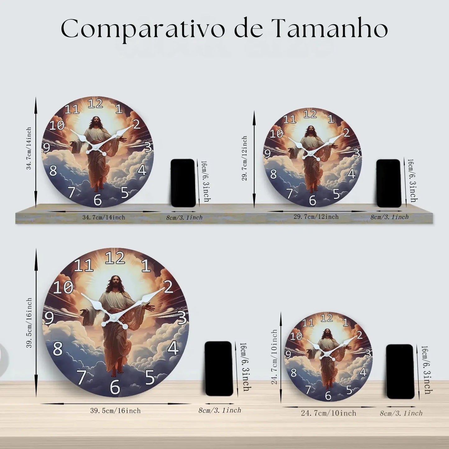 Relógio de Parede Jesus Subindo aos Céus