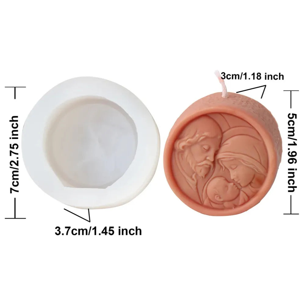 Molde de Silicone para Pequenas Velas Religiosas - Sagrada Família