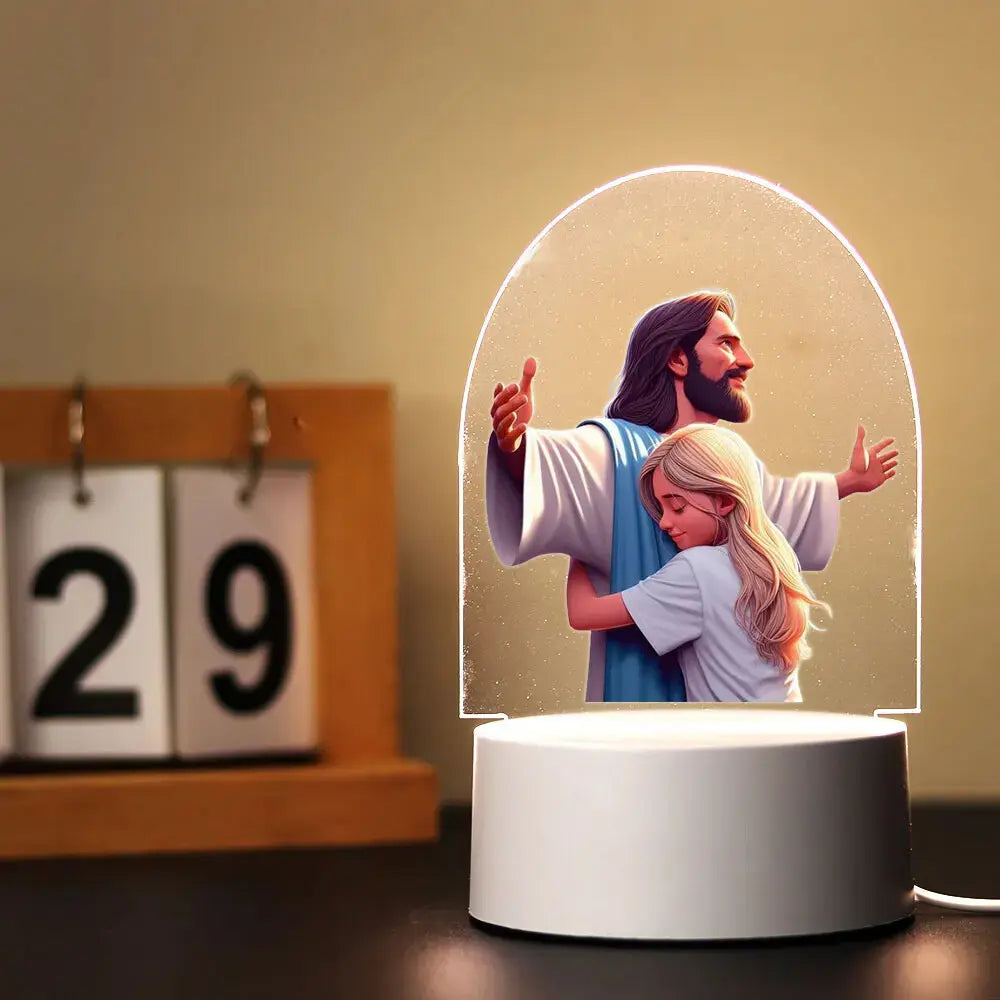 Luminária Acrílica de Jesus Estilo Desenho Animado
