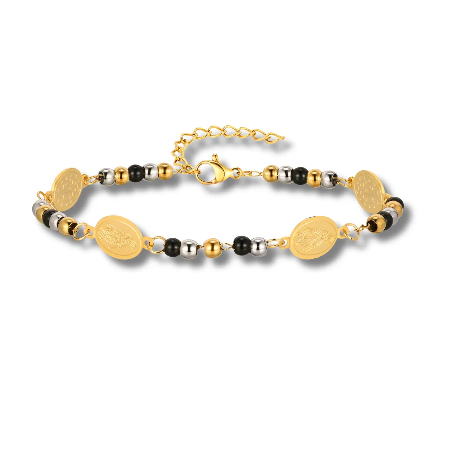 Pulseira Feminina Fé Católica com Medalha de Maria