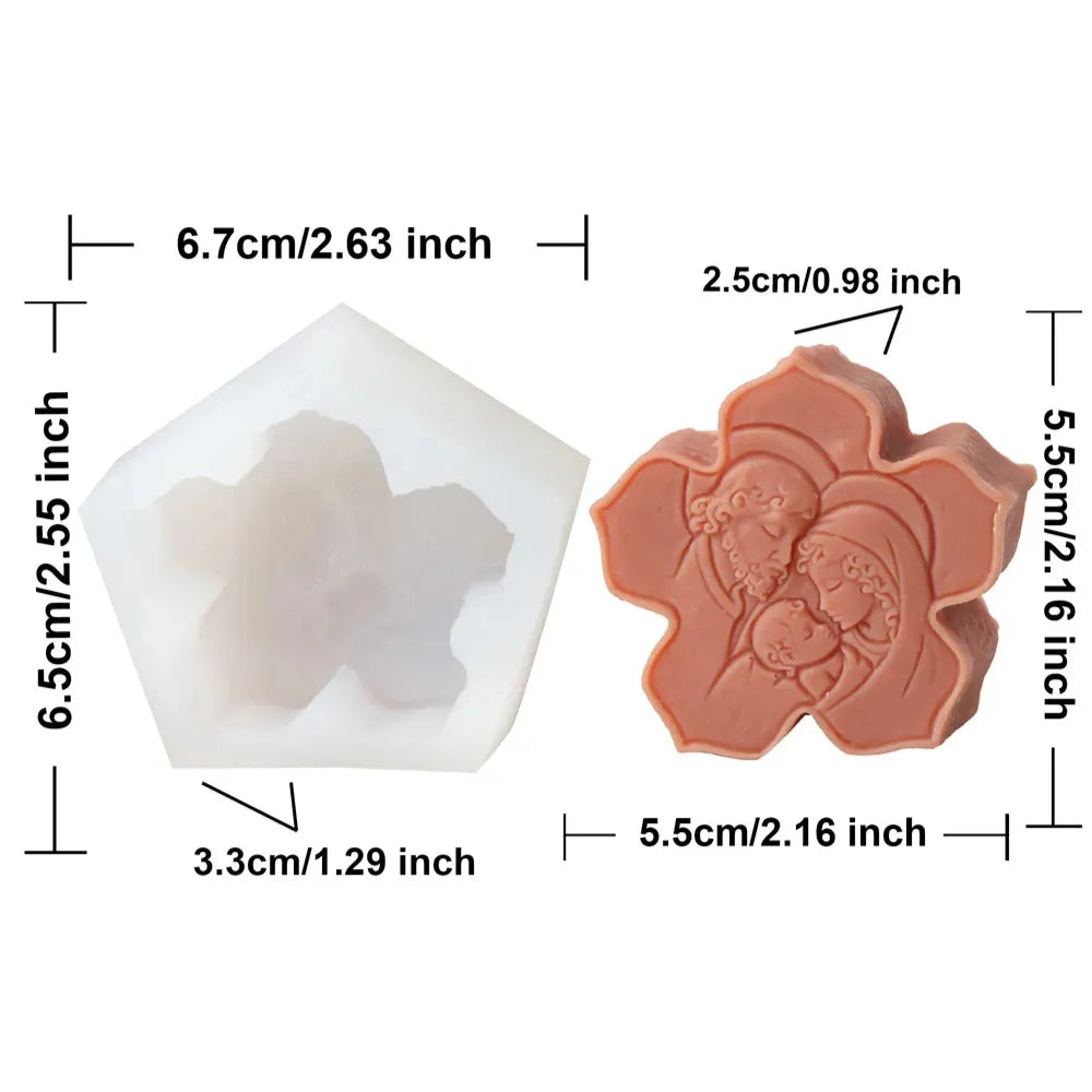 Molde de Silicone para Pequenas Velas Religiosas - Sagrada Família