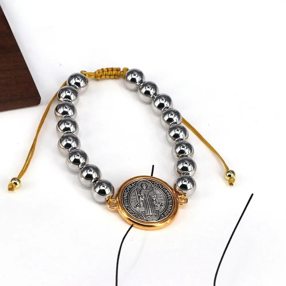 Pulseira de Contas com Medalha de São Bento