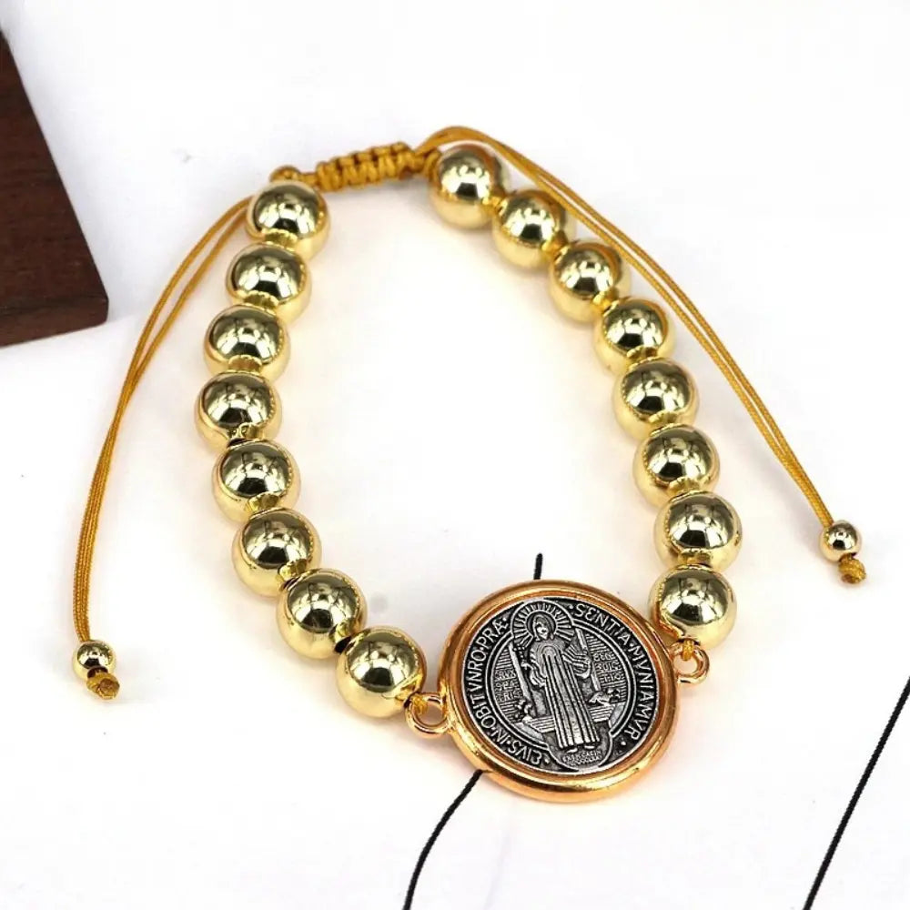 Pulseira de Contas com Medalha de São Bento