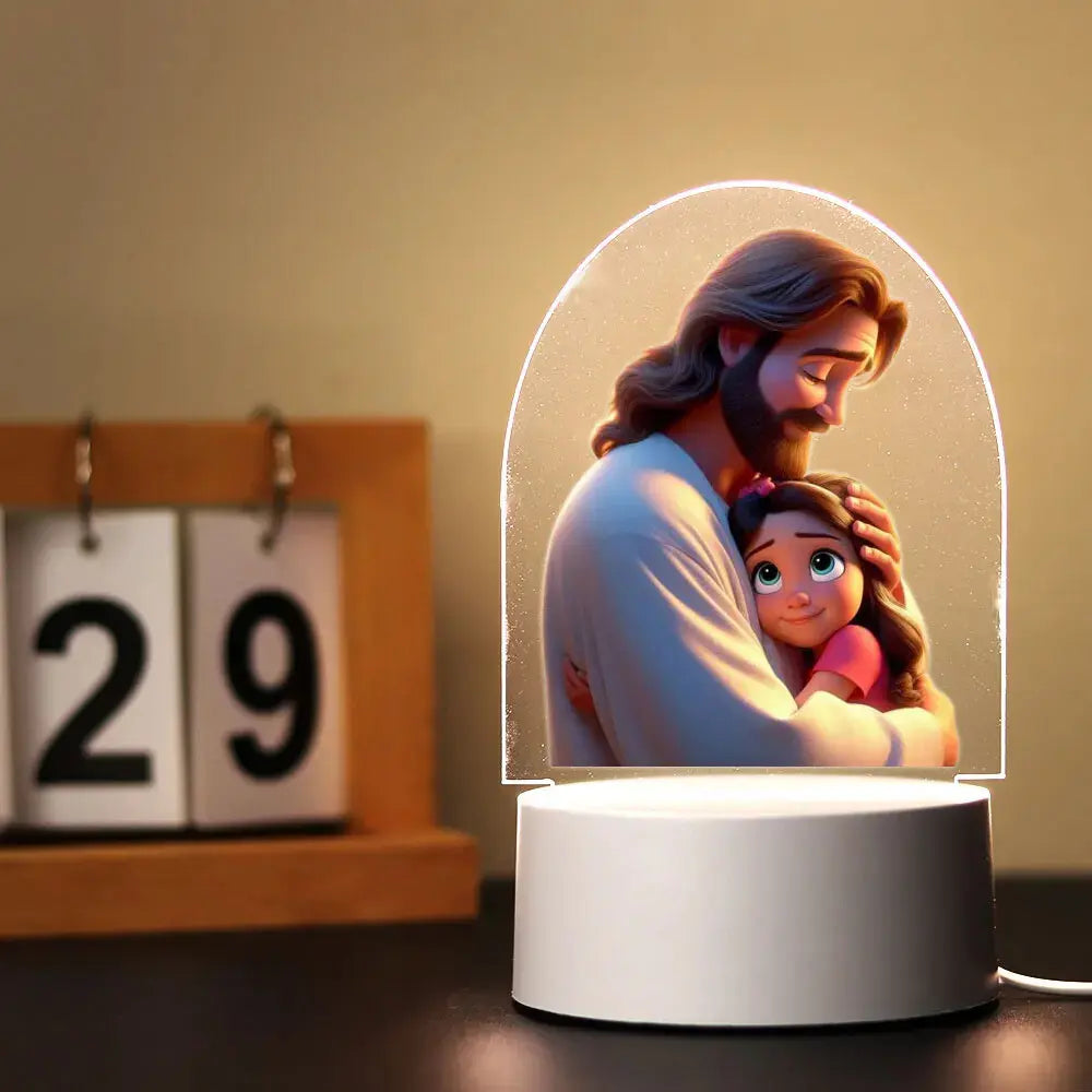 Luminária Acrílica de Jesus Estilo Desenho Animado