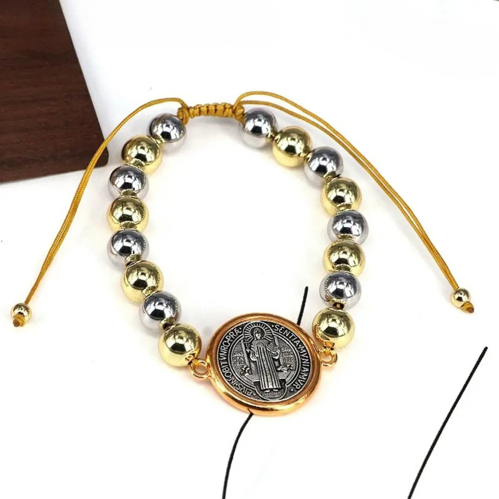 Pulseira de Contas com Medalha de São Bento