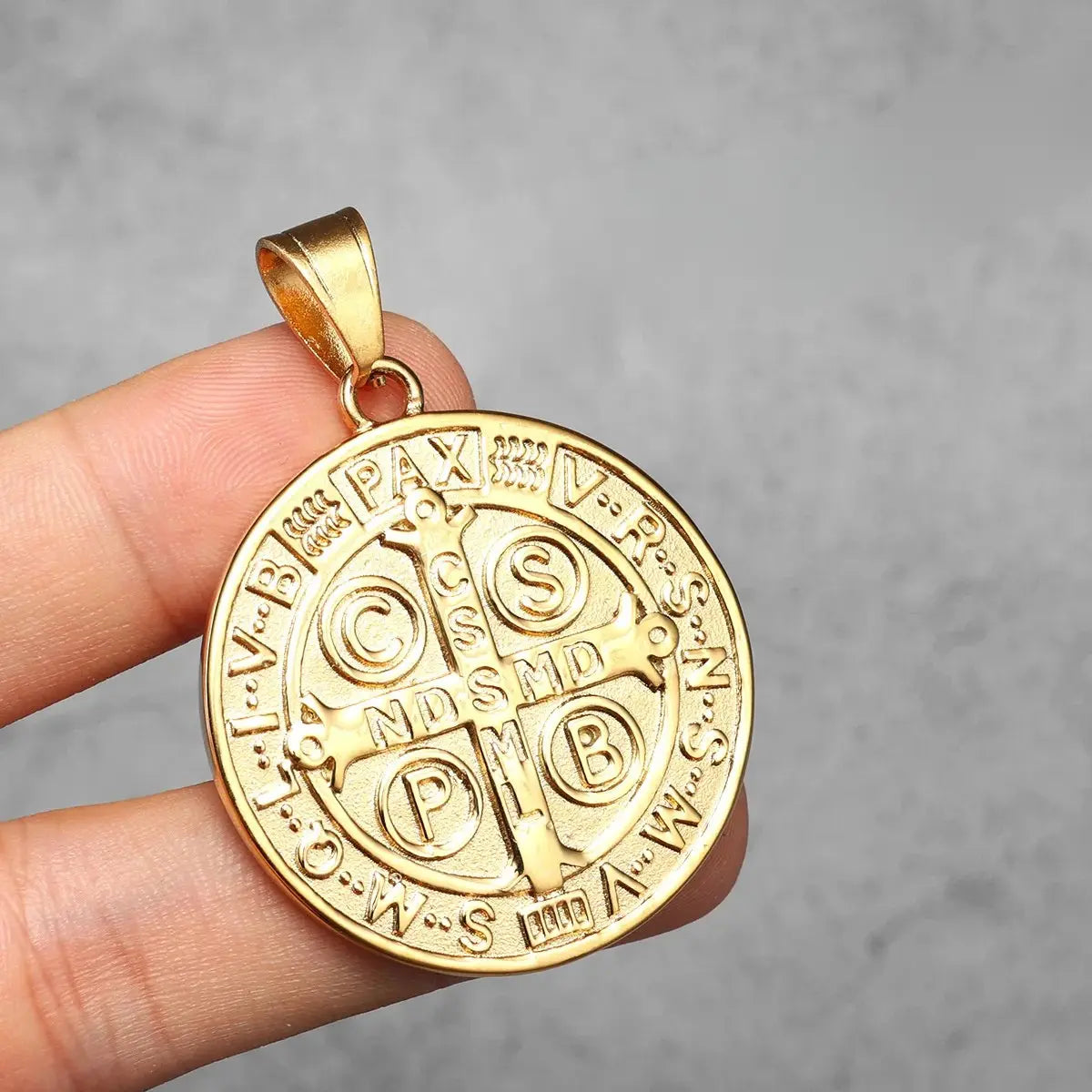 Colar Masculino Medalha de São Bento de Aço Inoxidável