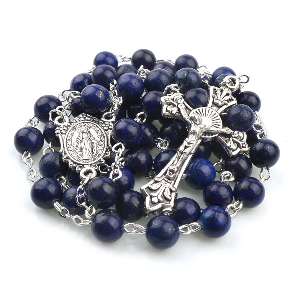 Terço de Nossa Senhora das Graças com Contas de Lazurita