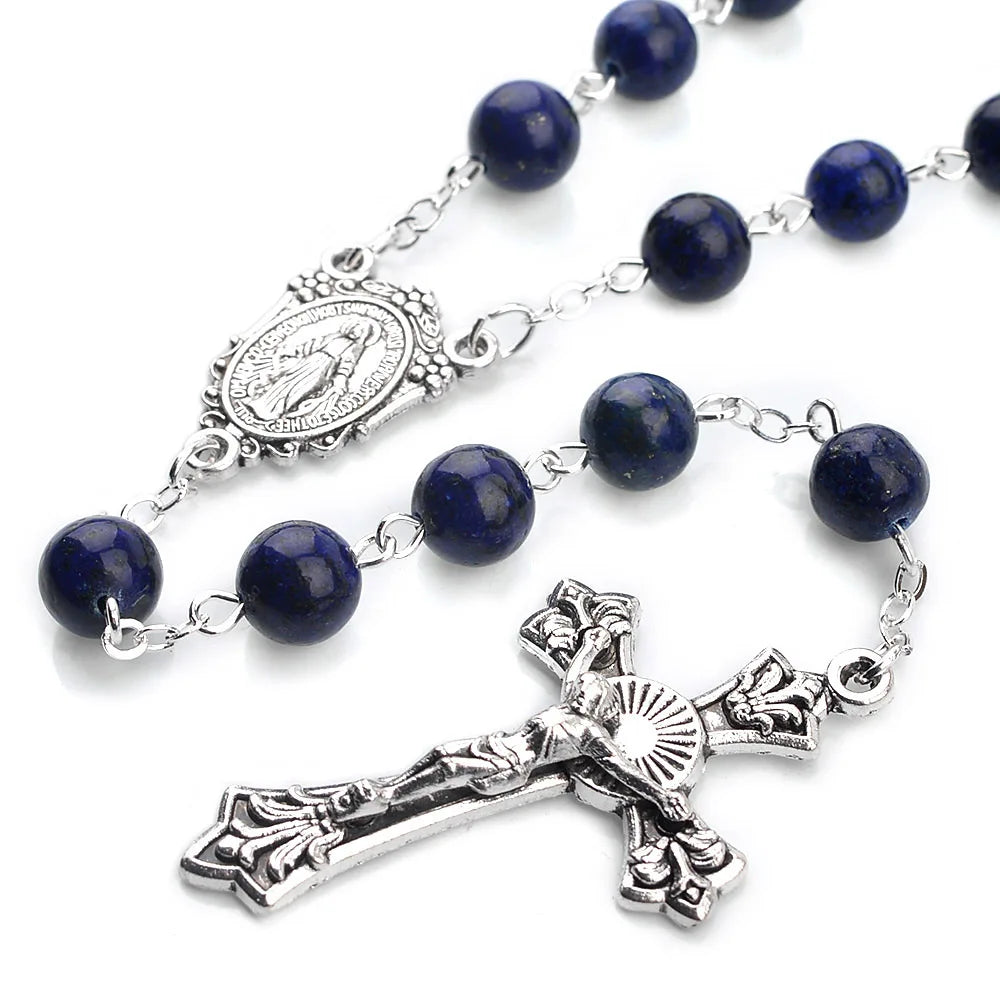 Terço de Nossa Senhora das Graças com Contas de Lazurita