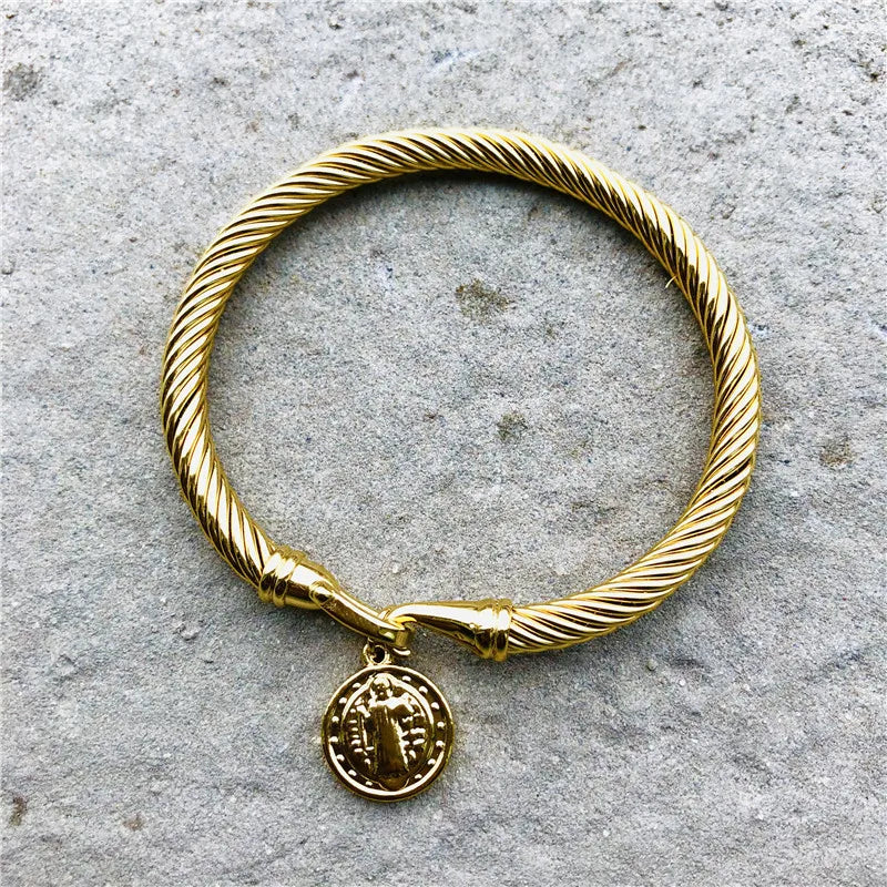 Pulseira Medalha São Bento em Aço Inoxidável