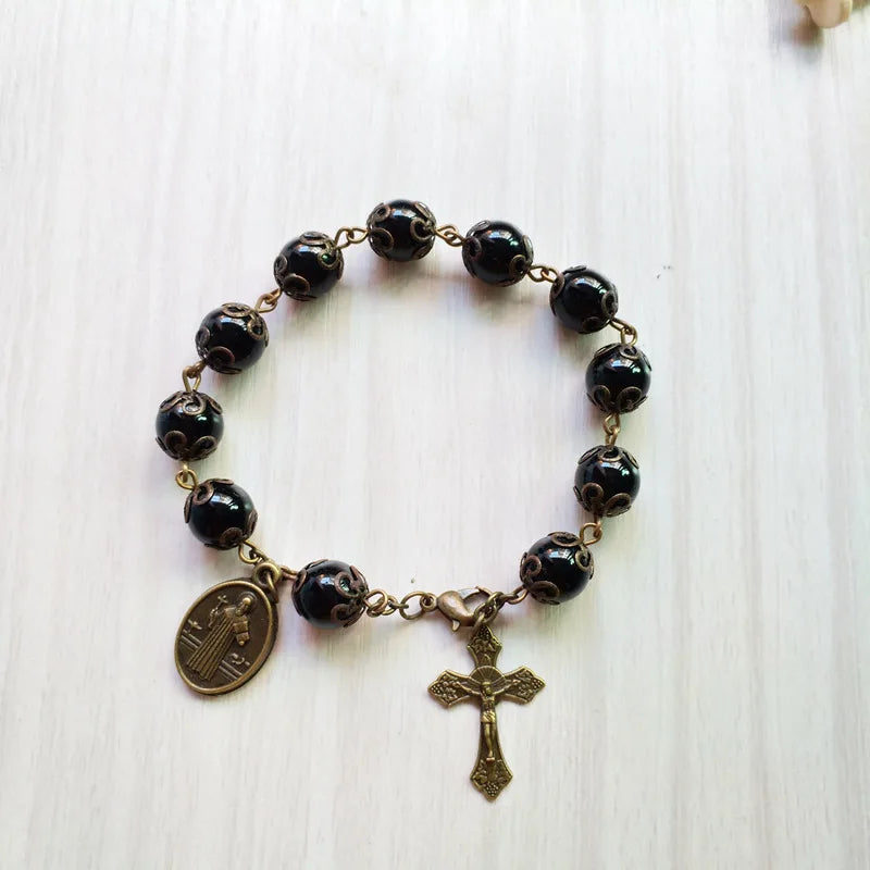 Pulseira Dezena São Bento com Contas de Vidro