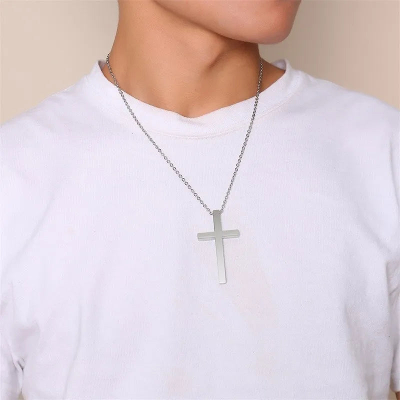 Homem pingente de cruz charme eu posso fazer todas as coisas em tom de cor prata crucifixo de jesus colar de homens cristãos religiosos