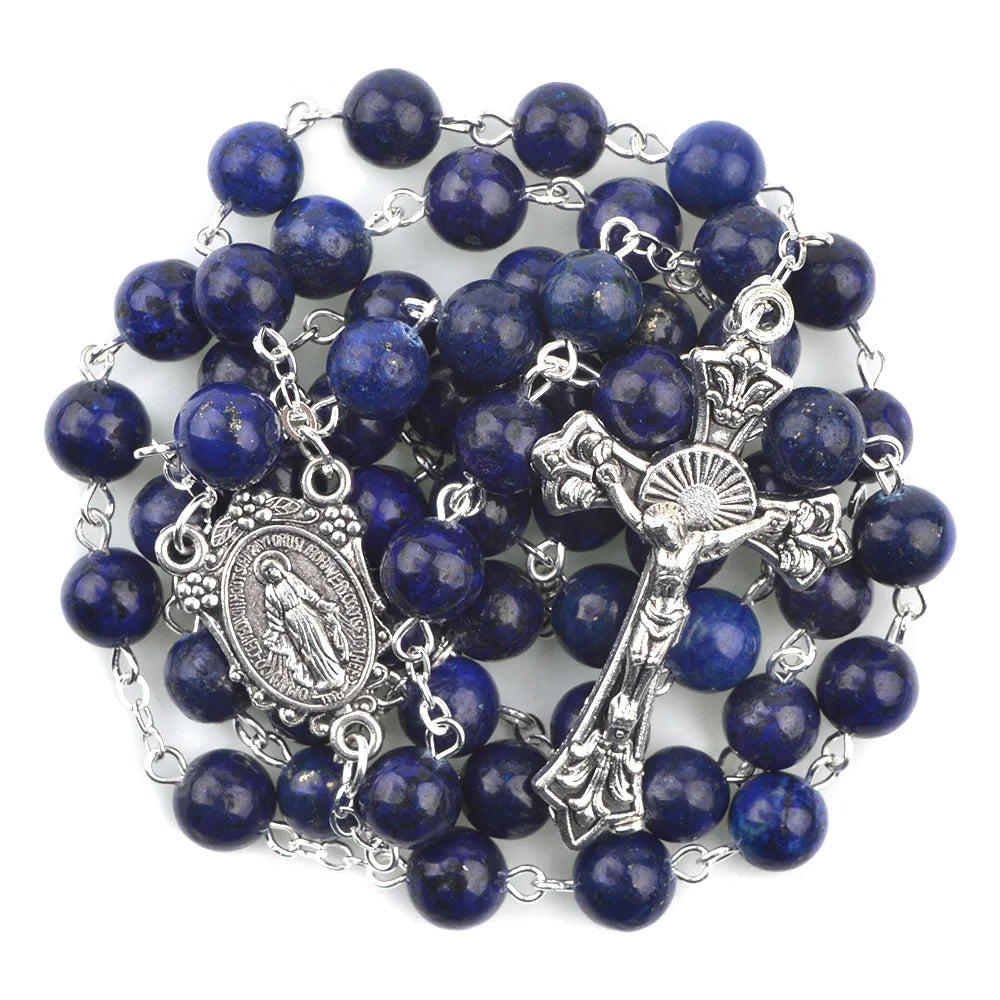 Terço de Nossa Senhora das Graças com Contas de Lazurita