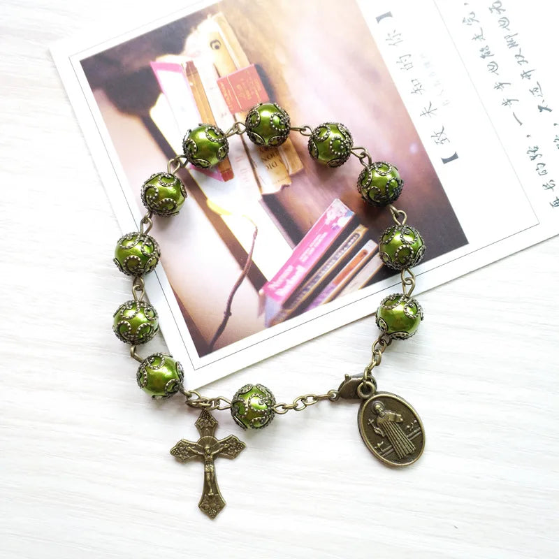 Pulseira Dezena São Bento com Contas de Vidro