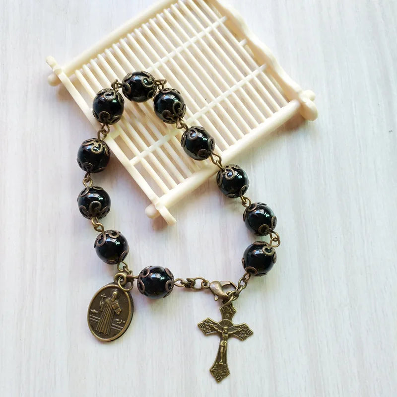 Pulseira Dezena São Bento com Contas de Vidro