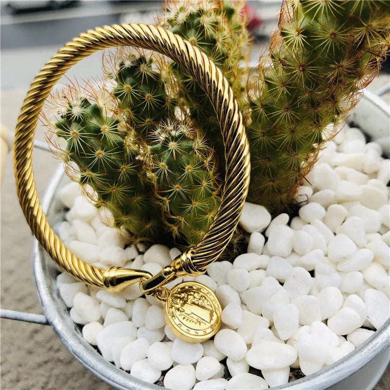 Pulseira Medalha São Bento em Aço Inoxidável