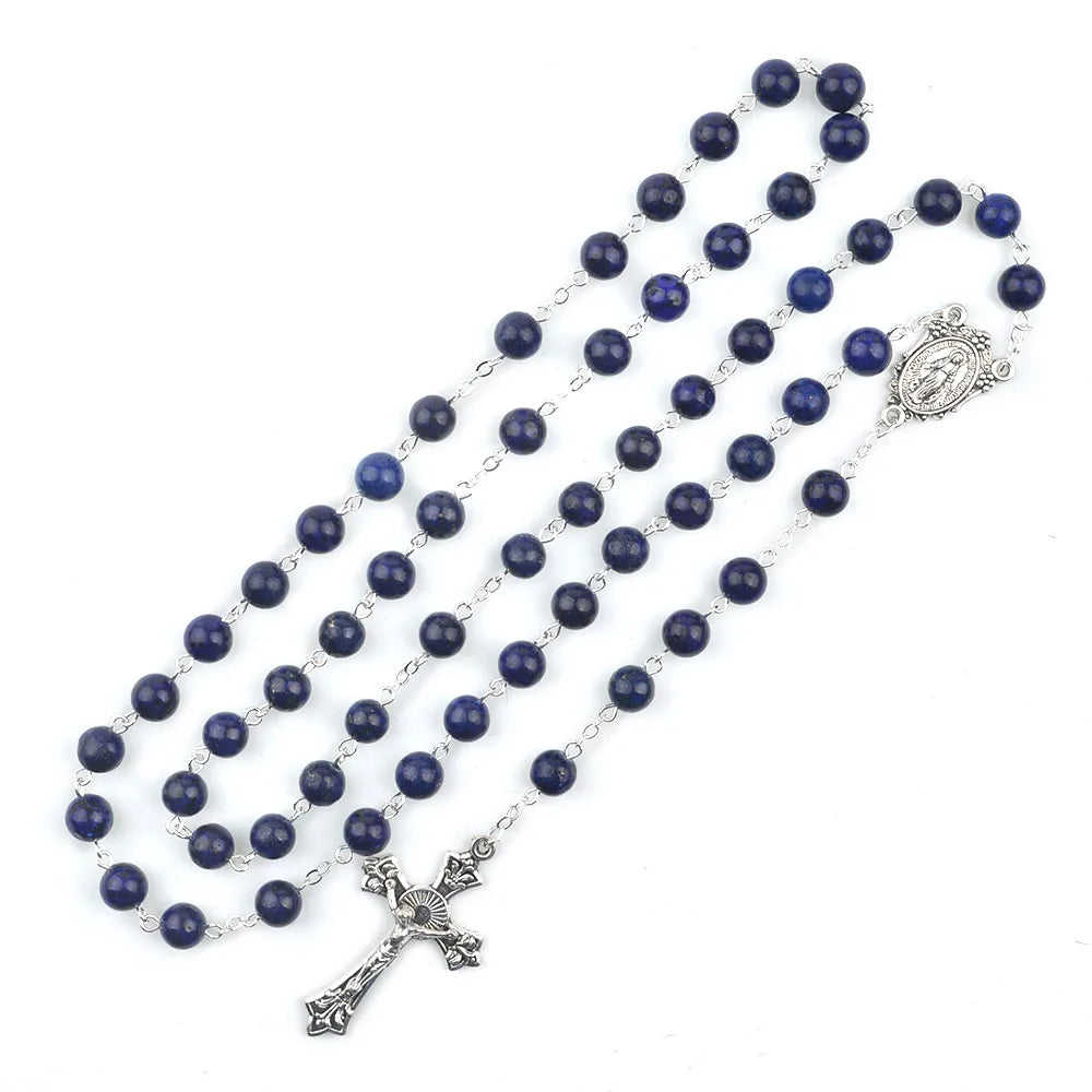 Terço de Nossa Senhora das Graças com Contas de Lazurita