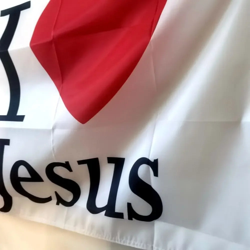 Bandeira Decorativa 'I Love Jesus' em Poliéster