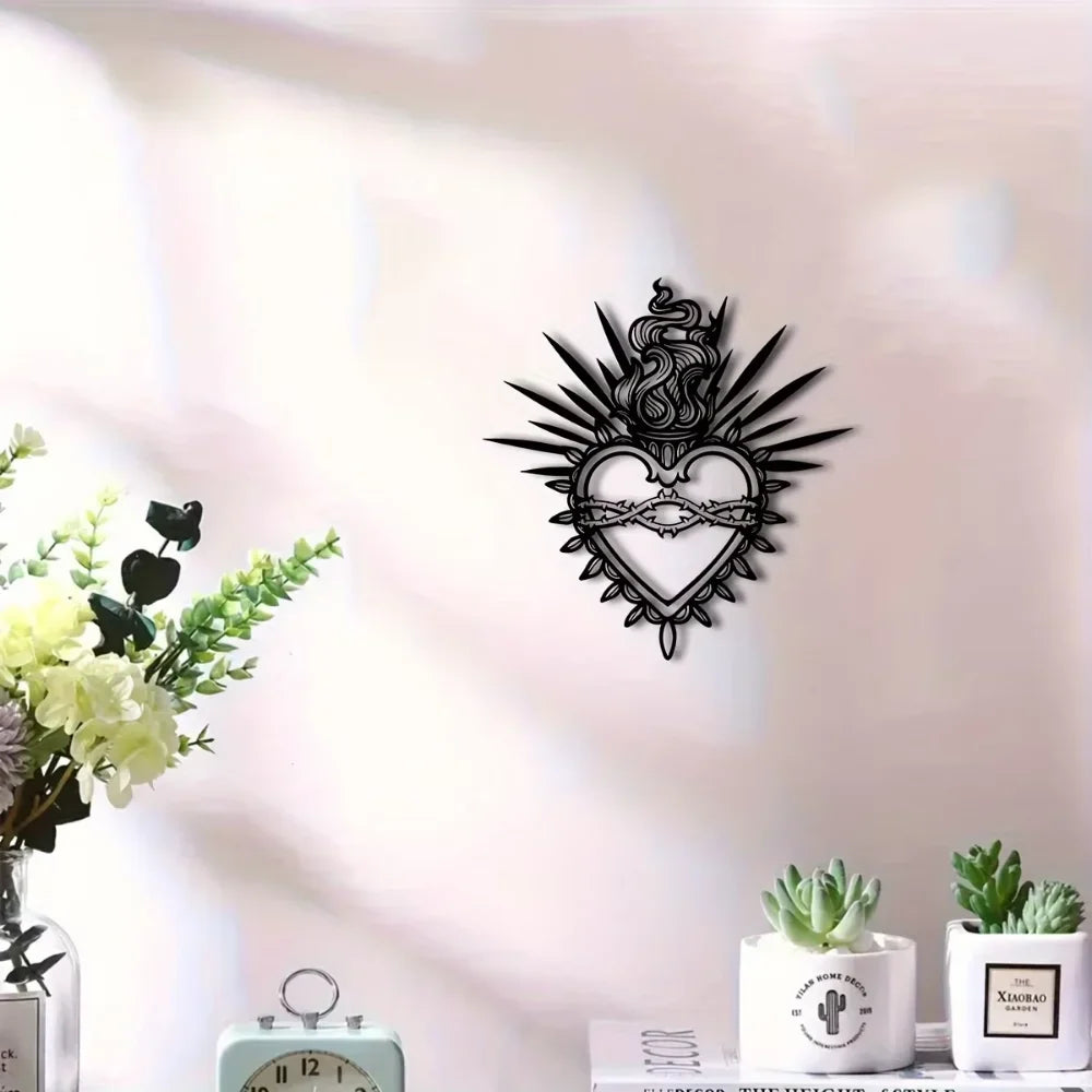 Decoração de Parede Sagrado Coração de Maria em Metal