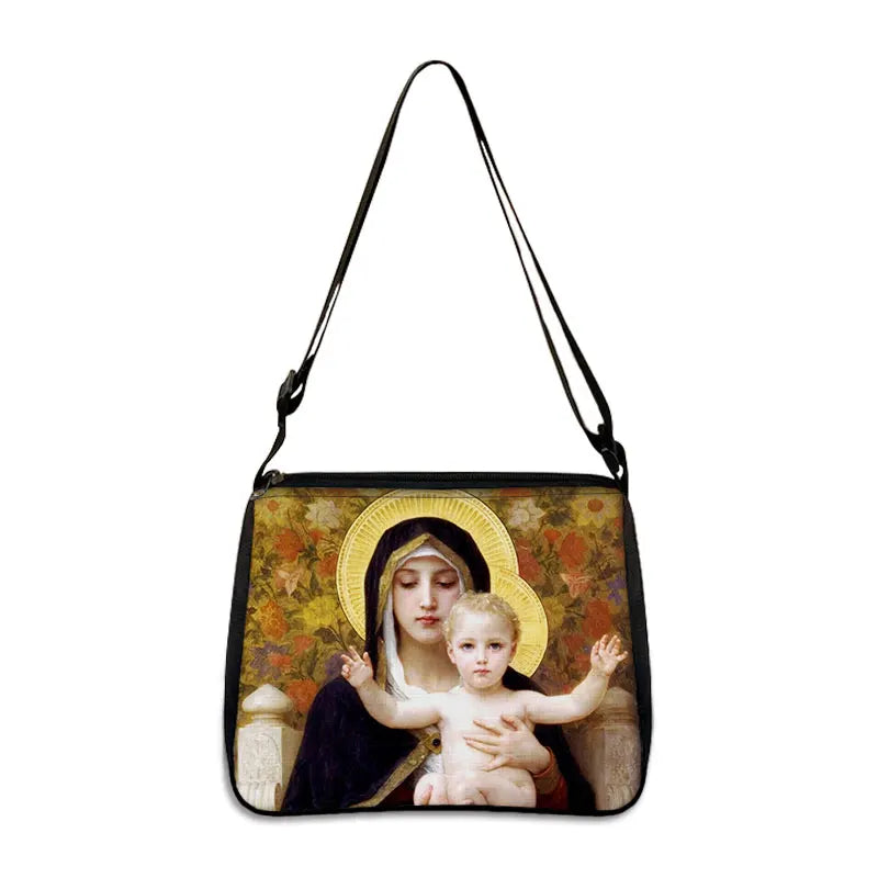 Bolsa de Ombro Religiosa Vintage - Jesus e Santa Maria