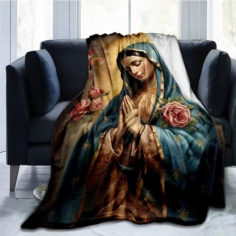 Cobertor Religioso Jesus Nossa Senhora e Sagrada Família - Conforto e Fé - 150x200 cm