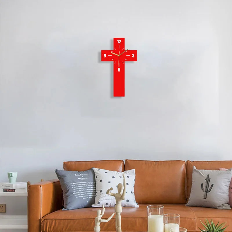 Relógio de Parede Cruz Decorativa - Elegante e Silencioso