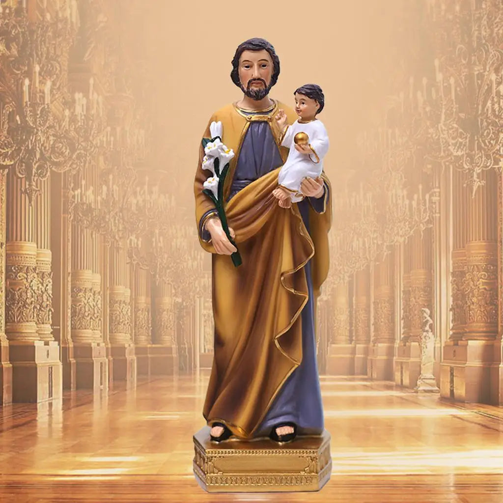Imagem de São José com Menino Jesus em Resina 20cm