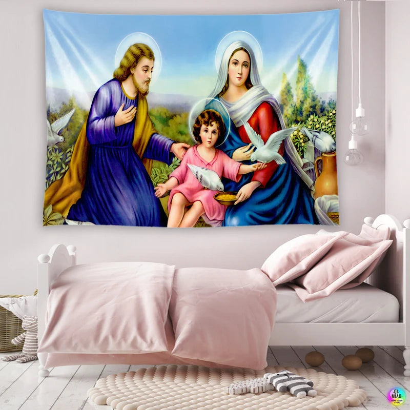Tapeçaria Decorativa Sagrada Família - Arte Católica