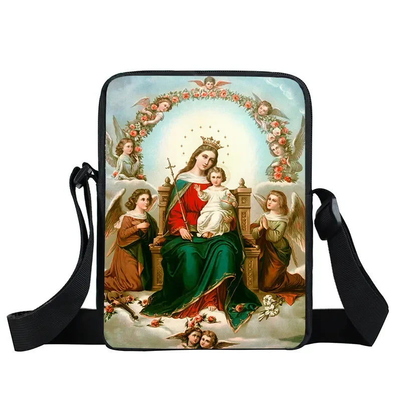 Bolsa Crossbody Cristã com Estampa Religiosa