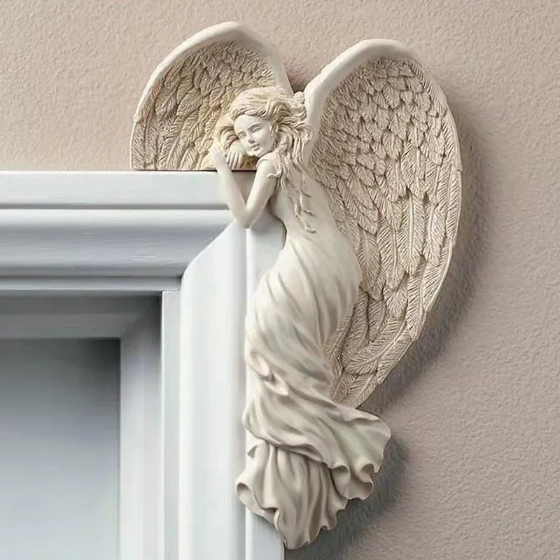 Ornamento de Anjo em Resina para Porta - Decoração Elegante