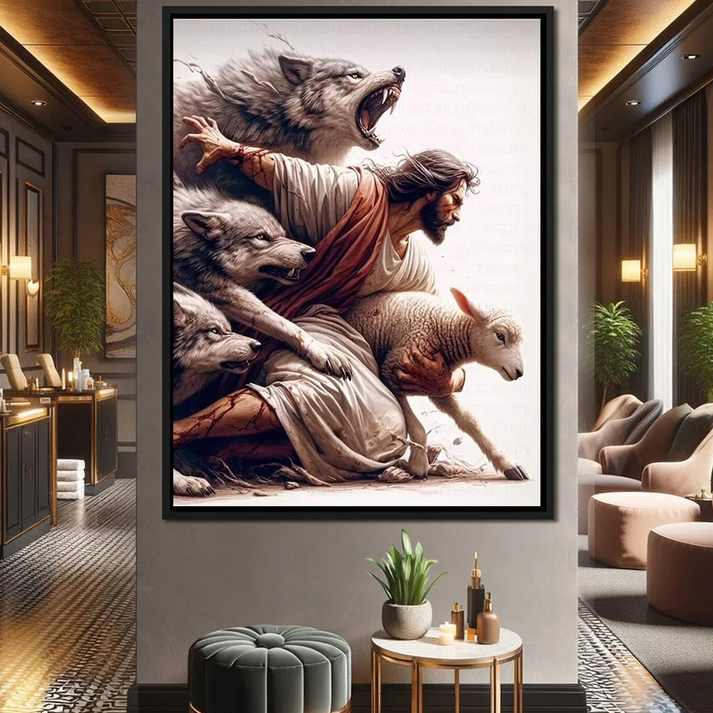 Pintura em Lona Jesus Nos Proteja - Decoração Católica