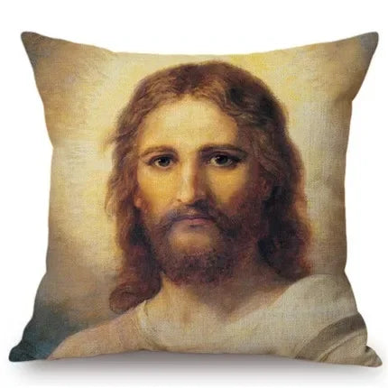 Jesus Cristo Retrato Almofada, Algodão, Linho, Pintura a Óleo, Arte Cristã, Decoração Do Carro, Fronha Home