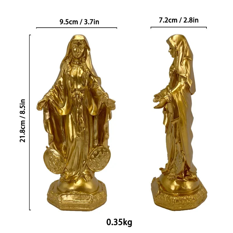 Imagem de Nossa Senhora das Graças com Medalha Milagrosa em Resina