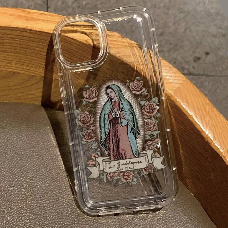 Capa de telefone padrão jesus e virgem maria para iphone 16 pro max capas iphone 15 14 13 11 12 pro 7 8 plus x xr capa tpu anti-queda