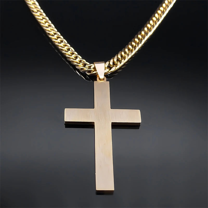 Colar Masculino com Cruz de Aço Inoxidável - Elegância e Durabilidade
