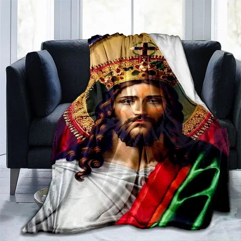Cobertor Religioso Jesus Nossa Senhora e Sagrada Família - Conforto e Fé - 150x200 cm