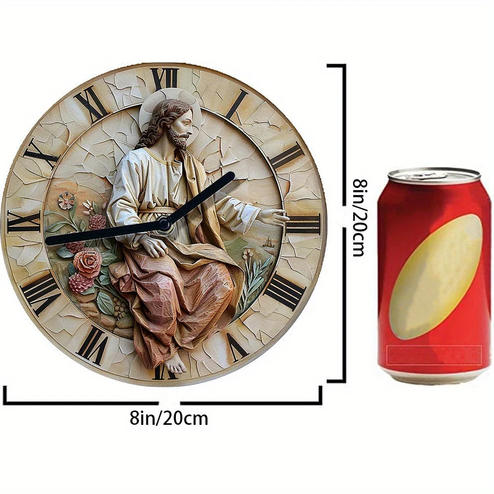 Relógio de Parede Silencioso com Tema de Jesus 2D