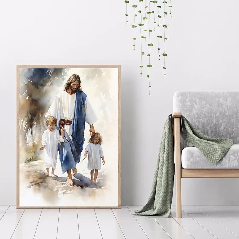Pintura em Tela de Jesus Andando na Água
