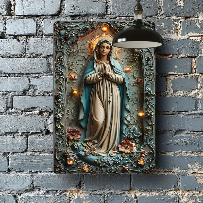 Placa Decorativa Nossa Senhora de Lourdes e Flores