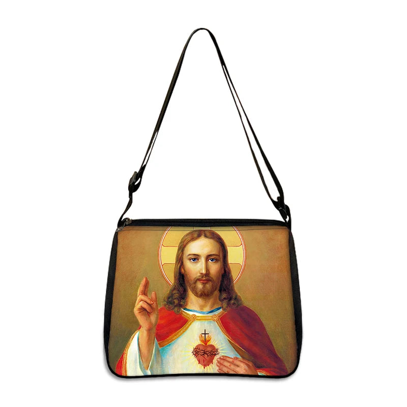 Bolsa de Ombro Religiosa Vintage - Jesus e Santa Maria