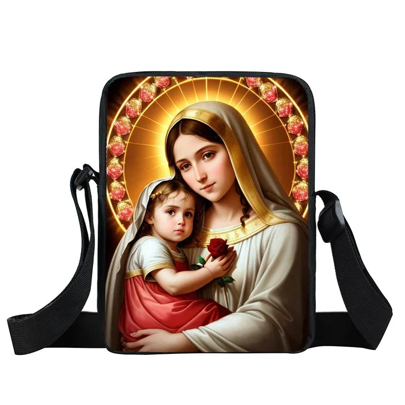 Bolsa Crossbody Cristã com Estampa Religiosa