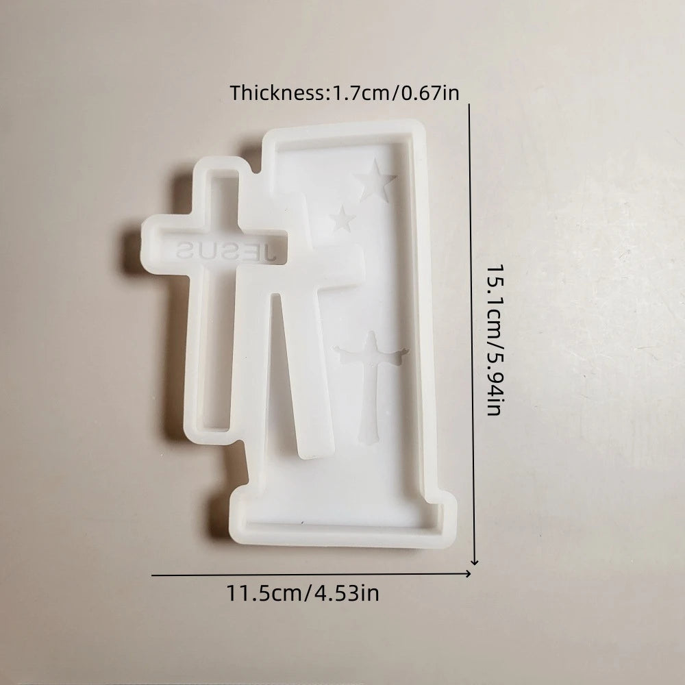 Molde de Silicone 3D Cruz de Jesus para Artesanato