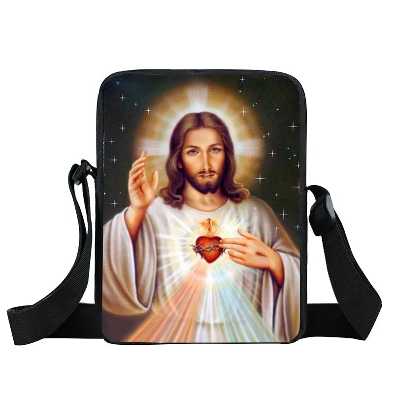 Bolsa Crossbody Cristã com Estampa Religiosa