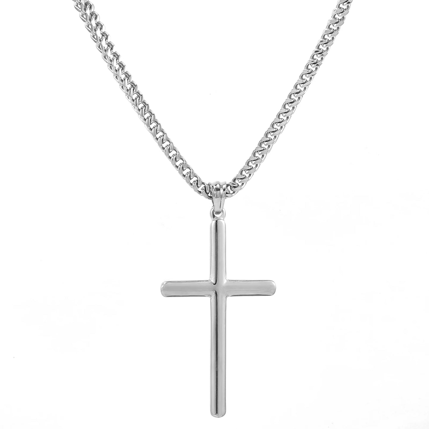 Aço inoxidável 316L Cruz Colar de Pingente para Homens e Mulheres, Link Chain, Impermeável, Hip Hop, Ouro, Prata, Jóias da Moda, Presente