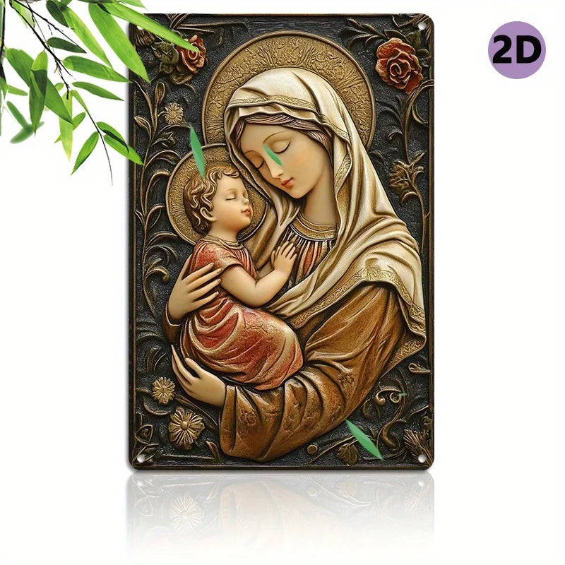 Placa Decorativa Nossa Senhora e o Menino Jesus Sagrada Ternura