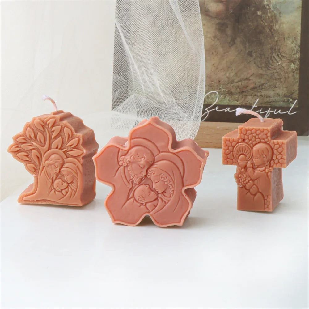 Molde de Silicone para Pequenas Velas Religiosas - Sagrada Família