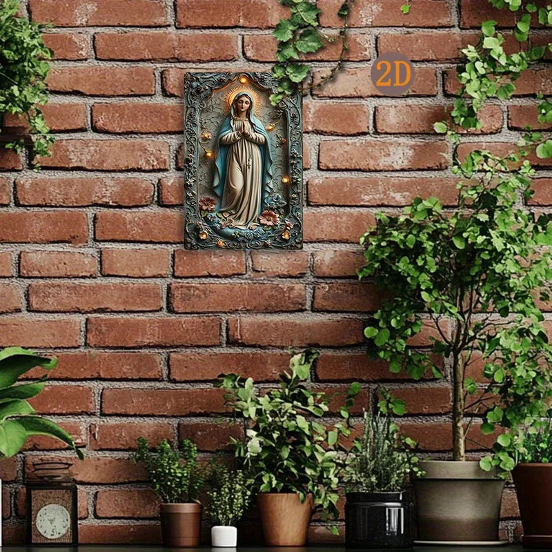 Placa Decorativa Nossa Senhora de Lourdes e Flores
