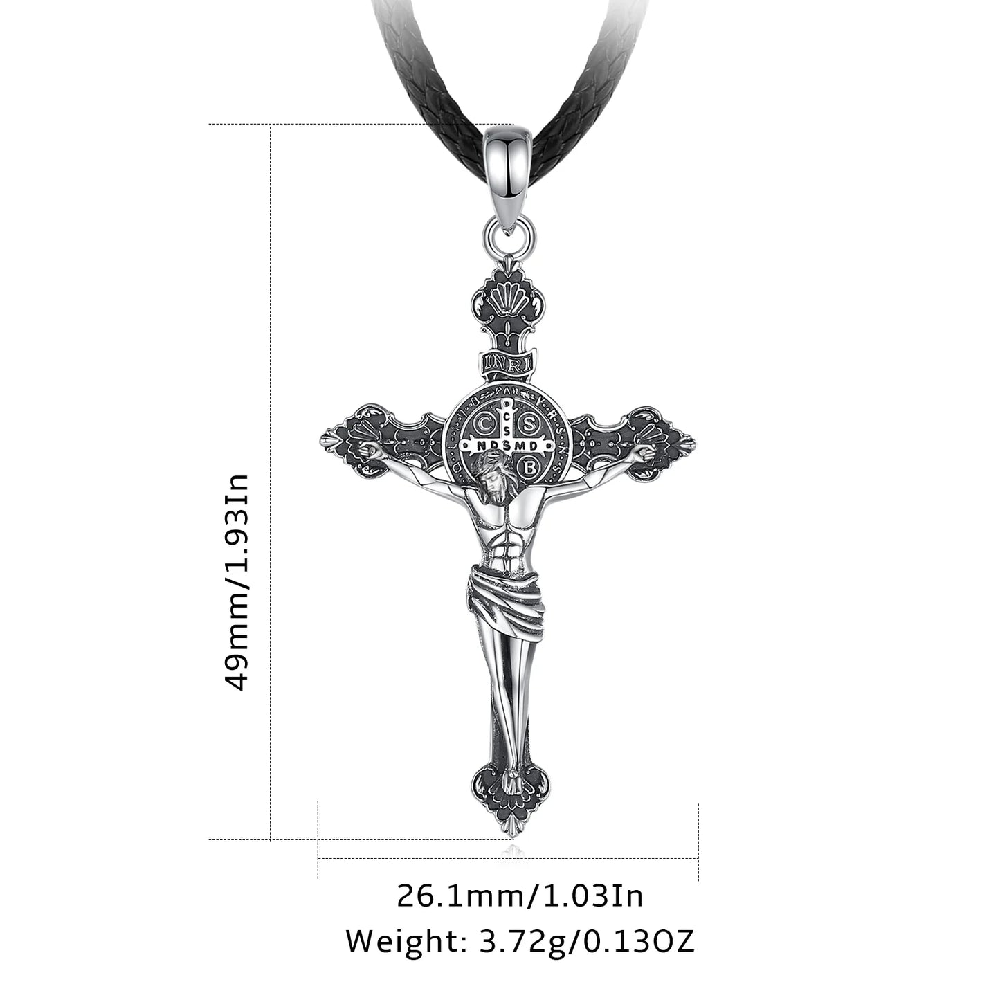 Colar de Prata 925 com Cruz de São Bento