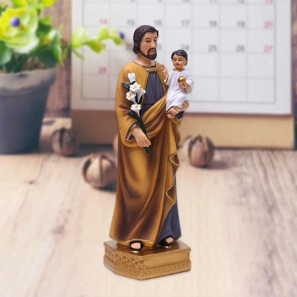 Imagem de São José com Menino Jesus em Resina 20cm