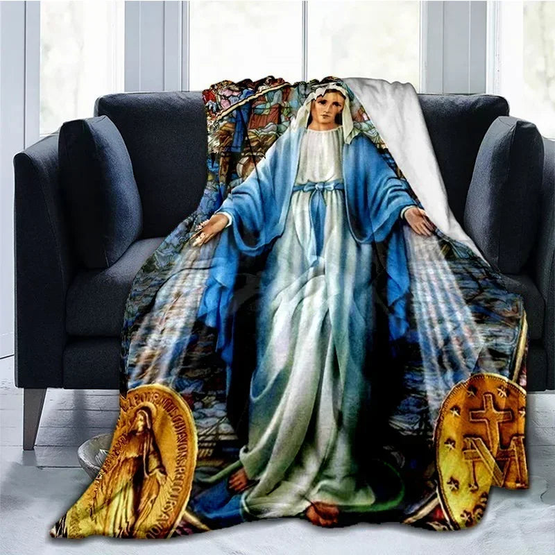 Cobertor Religioso Jesus Nossa Senhora e Sagrada Família - Conforto e Fé - 150x200 cm