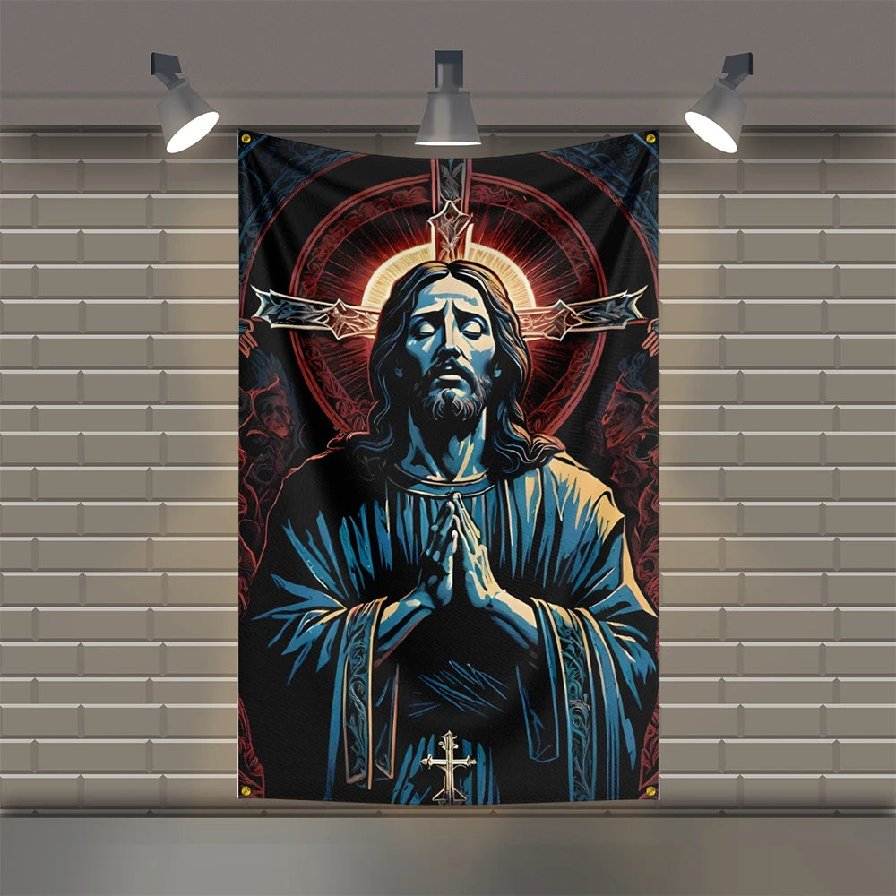 Bandeiras impressas em poliéster para decoração doméstica, Virgem Maria, Nossa Senhora de Guadalupe, Bandeira de Jesus, Auto 3x5 ft, apto para quarto, garagem, família, Alexa, 3x5 ft